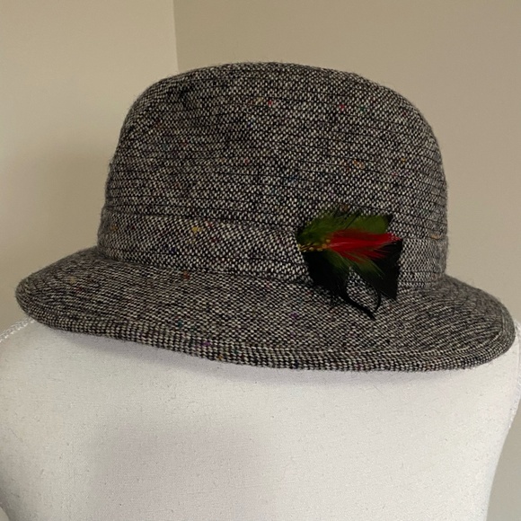 Donegal Handwoven Wool Tweed Ireland Fedora Hat- Sz-7 1/8 - Picture 2 of 13